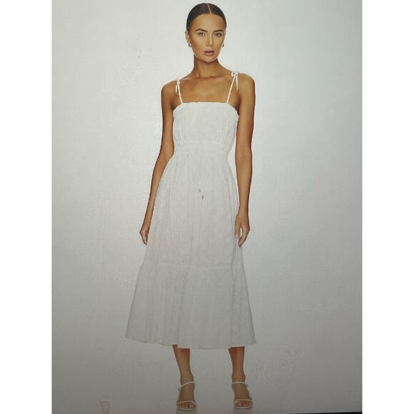 NWT MINKPINK BLOWOUT SADIE BRODERY SUNDRESS, 100% COTTON EYELET,SHOULDER TIE XS - Picture 1 of 3